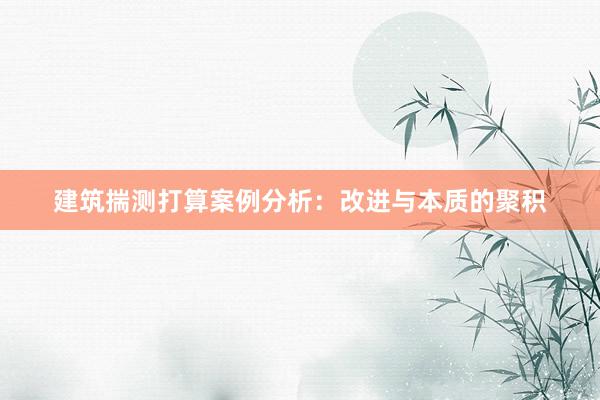 建筑揣测打算案例分析：改进与本质的聚积