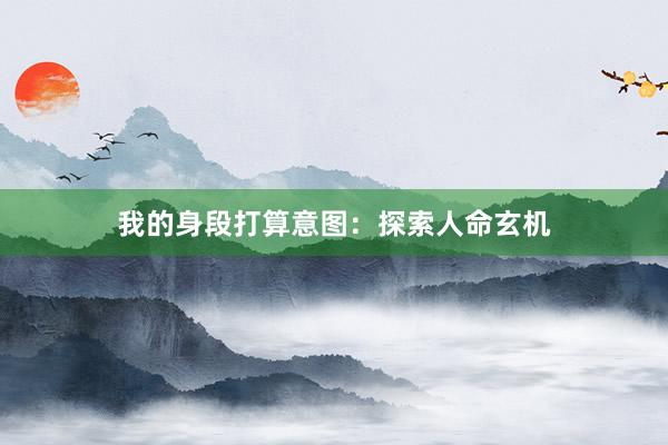 我的身段打算意图：探索人命玄机