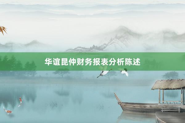 华谊昆仲财务报表分析陈述